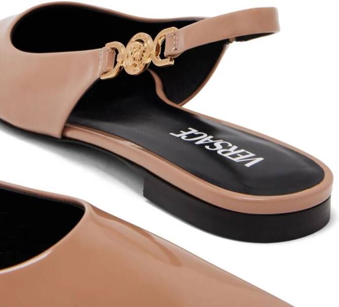 Versace Medusa-plaque slingback ballerina shoes Brown