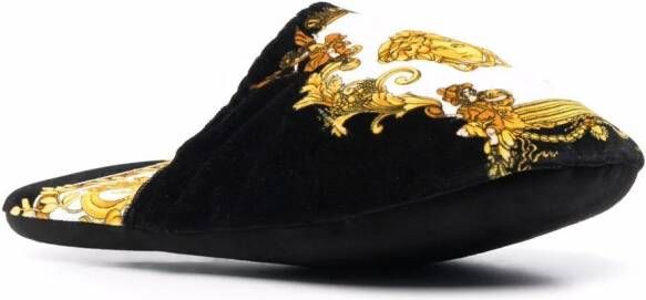 Versace Medusa Renaissance-print slippers Black