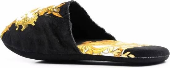 Versace Medusa Renaissance-print slippers Black