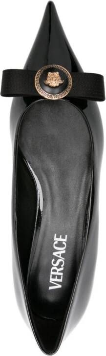 Versace Nastro Gianni patent-leather ballerina shoes Black