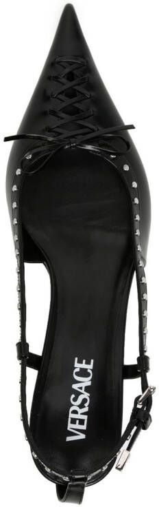 Versace Pin-Point laced slingback pumps Black