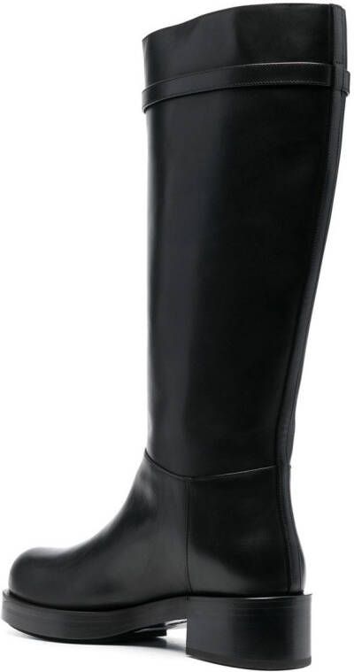 Versace plaque-detail polished-finish boots Black