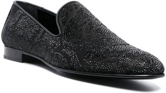 Versace Barocco Silhouette rhinestone-embellished loafers Black
