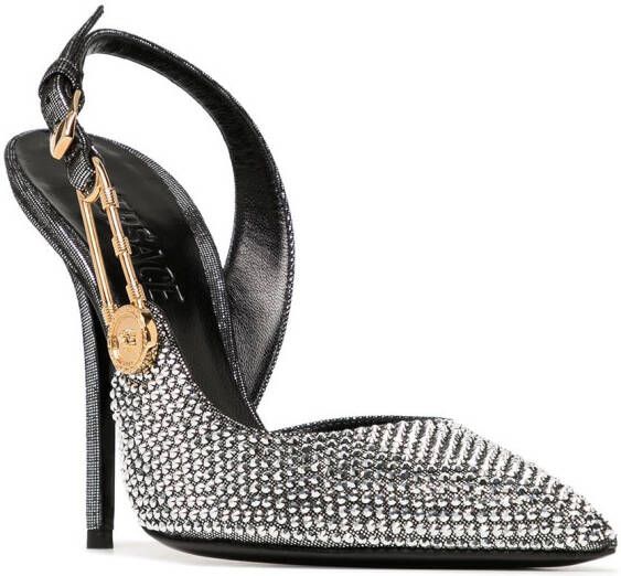 Versace Safety Pin 120mm pumps Silver