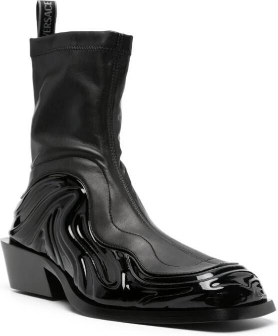 Versace Solare 55mm leather ankle boots Black