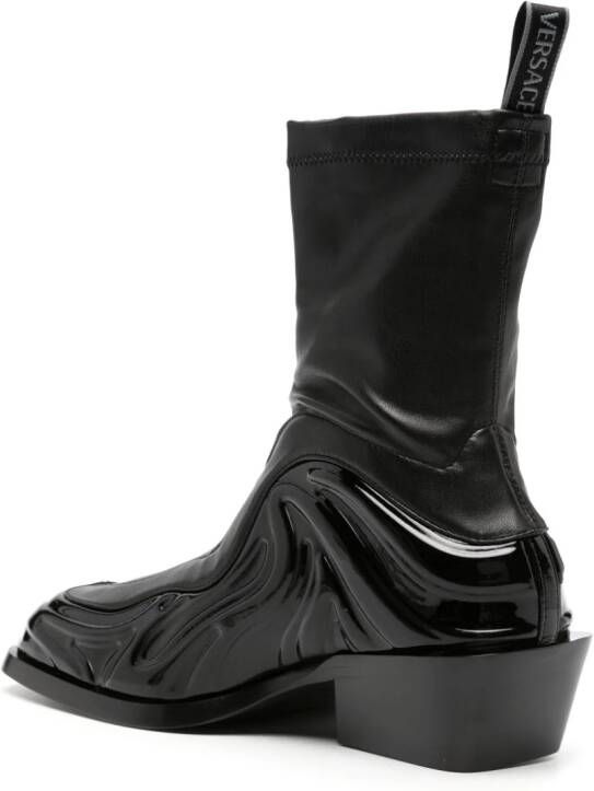 Versace Solare 55mm leather ankle boots Black