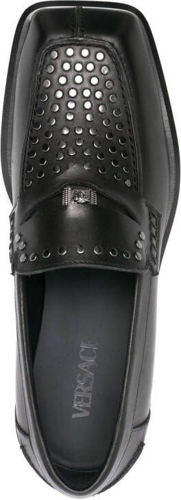 Versace square-toe studded loafers Black