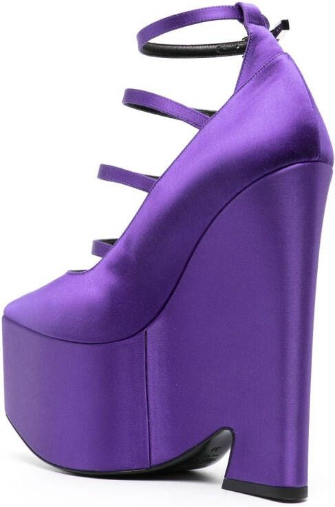 Versace Tempest strappy platform pumps Purple