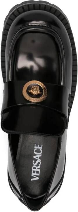 Versace Alia 50mm patent-leather loafers Black