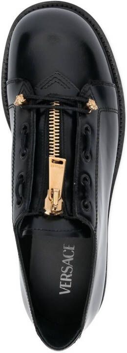 Versace zip-detail round-toe loafers Black