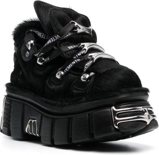 VETEMENTS 75mm platform leather sneakers Black