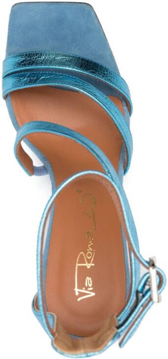 Via Roma 15 100mm open-toe leather sandals Blue