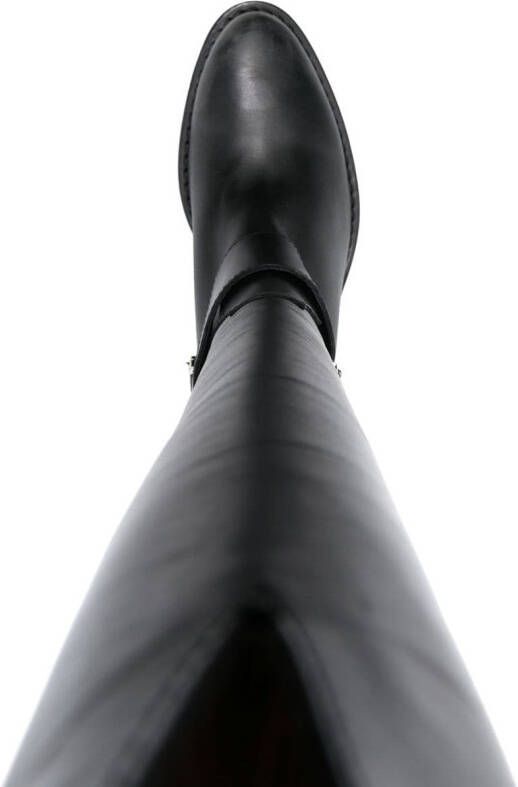 Via Roma 15 60mm logo-plaque leather boots Black