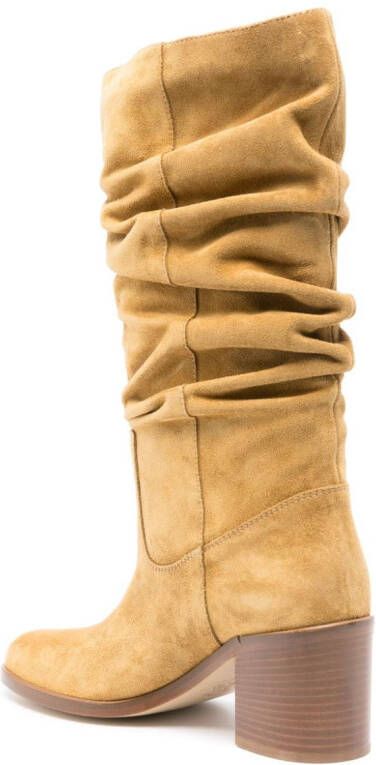 Via Roma 15 65mm suede ruched boots Brown