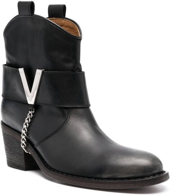 Via Roma 15 70mm leather ankle boots Black