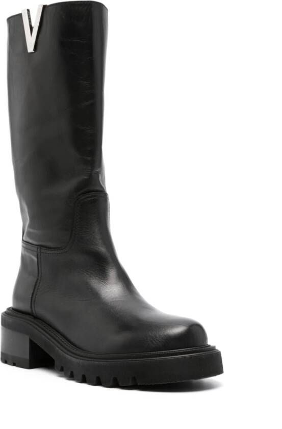 Via Roma 15 70mm Vlogo leather boots Black