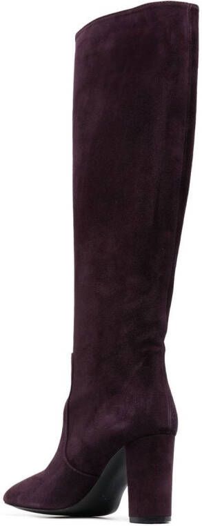 Via Roma 15 85mm suede knee-high boots Purple