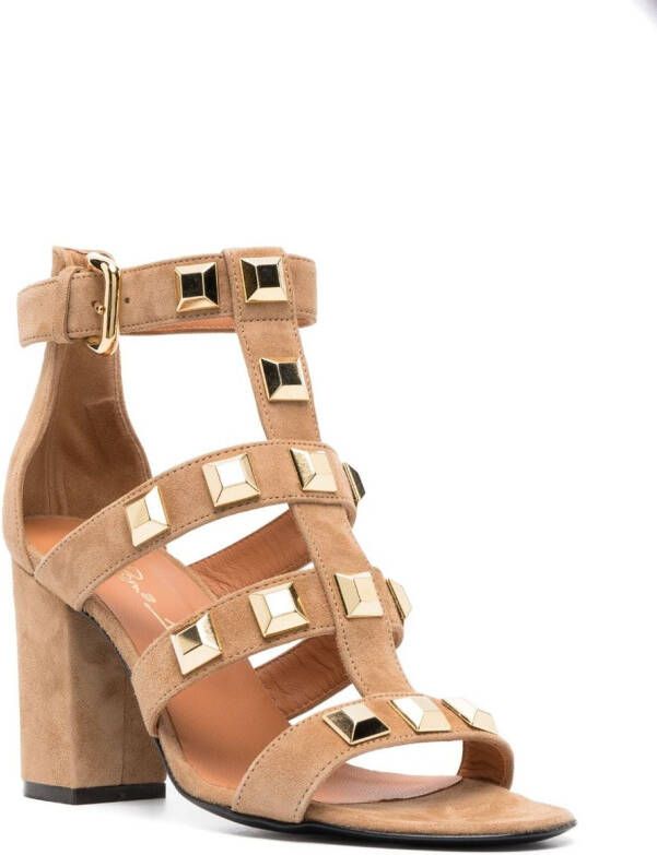 Via Roma 15 90mm stud-embellished sandals Brown