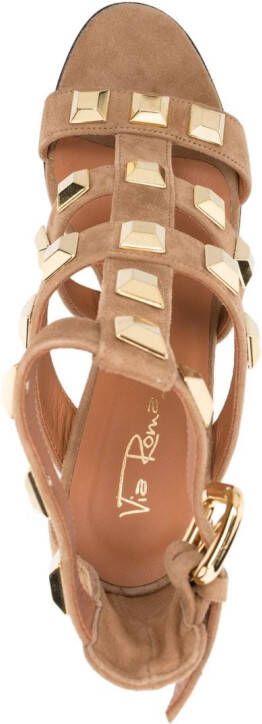 Via Roma 15 90mm stud-embellished sandals Brown