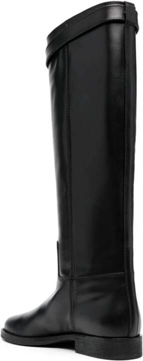 Via Roma 15 buckle-detail leather knee-high boots Black