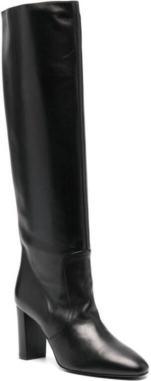 Via Roma 15 calf leather over-knee boots Black