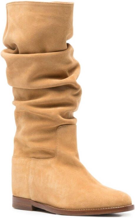 Via Roma 15 calf-length suede boots Brown