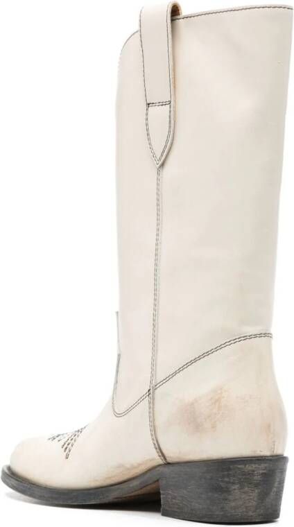 Via Roma 15 calf-length western leather boots Neutrals