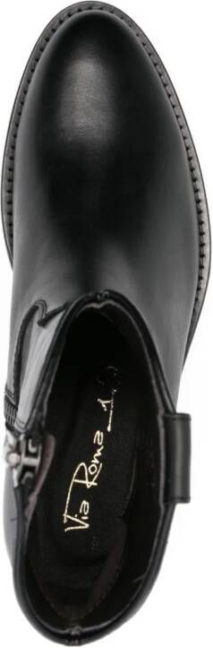 Via Roma 15 cowboy leather ankle boots Black
