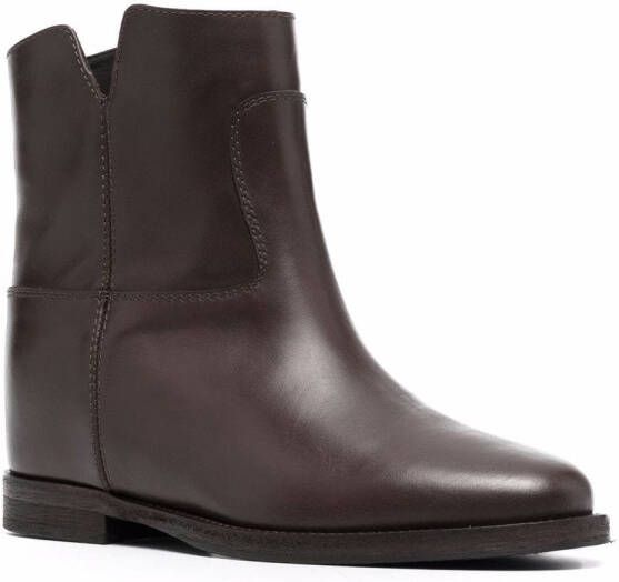 Via Roma 15 cut-out leather ankle boots Brown