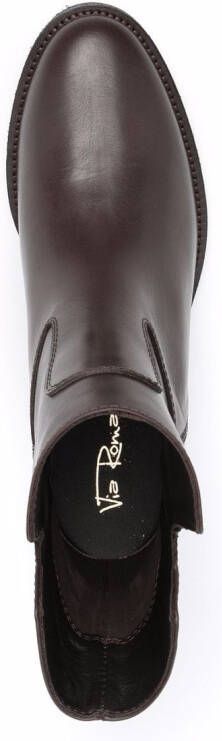 Via Roma 15 cut-out leather ankle boots Brown