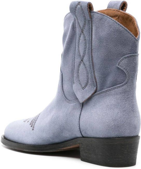 Via Roma 15 decorative-stitching suede boots Blue