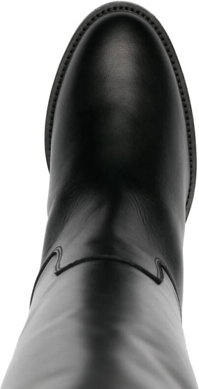 Via Roma 15 decorative-zip leather boots Black