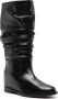 Via Roma 15 draped leather mid-calf boots Black - Thumbnail 2