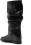 Via Roma 15 draped leather mid-calf boots Black - Thumbnail 3