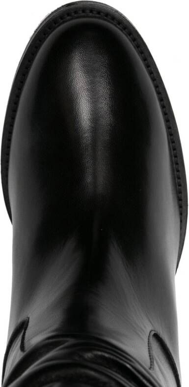 Via Roma 15 draped leather mid-calf boots Black