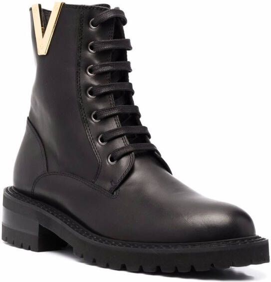 Via Roma 15 embellished lace-up combat boots Black