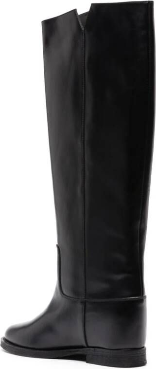 Via Roma 15 faceted logo-plaque leather boots Black