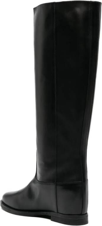 Via Roma 15 golden-buttonned leather boots Black