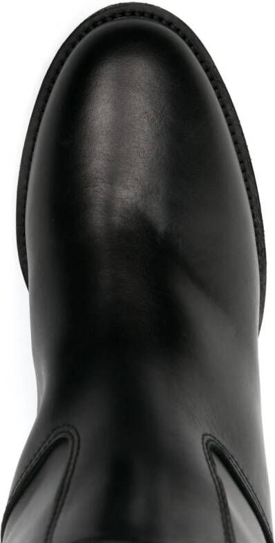 Via Roma 15 golden-buttonned leather boots Black