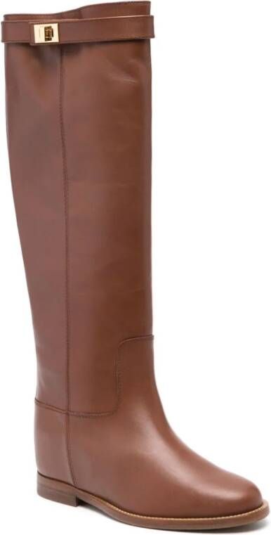 Via Roma 15 knee-high leather boots Brown
