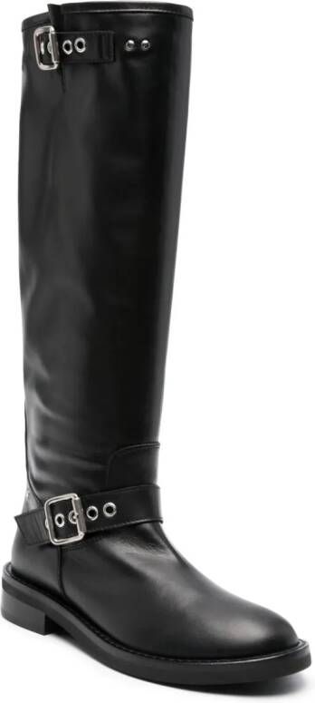 Via Roma 15 leather thigh-high boots Black