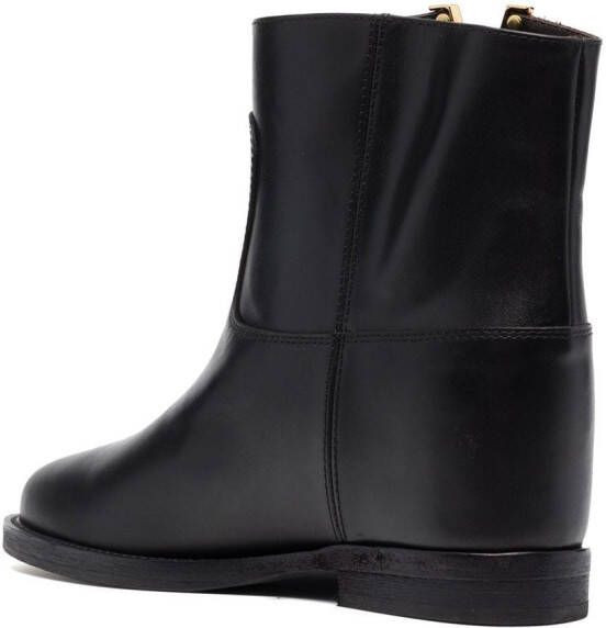 Via Roma 15 logo-detail leather ankle boots Black
