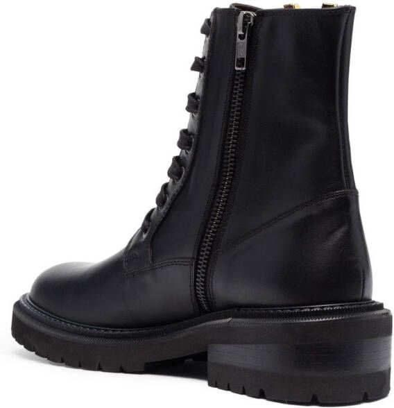 Via Roma 15 logo-hardware leather boots Black