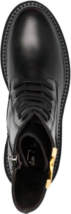 Via Roma 15 logo-hardware leather boots Black