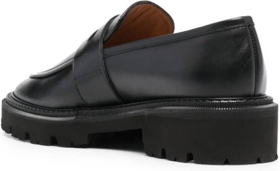 Via Roma 15 logo-lettering leather loafers Black