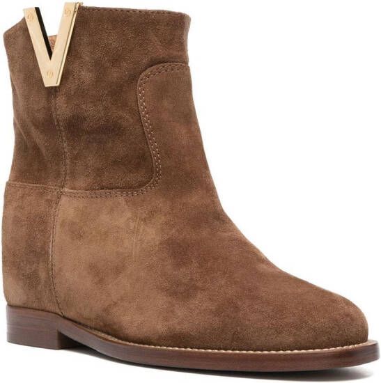 Via Roma 15 logo-plaque leather ankle boots Brown