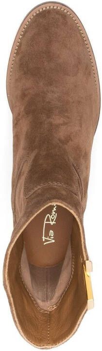 Via Roma 15 logo-plaque leather ankle boots Brown