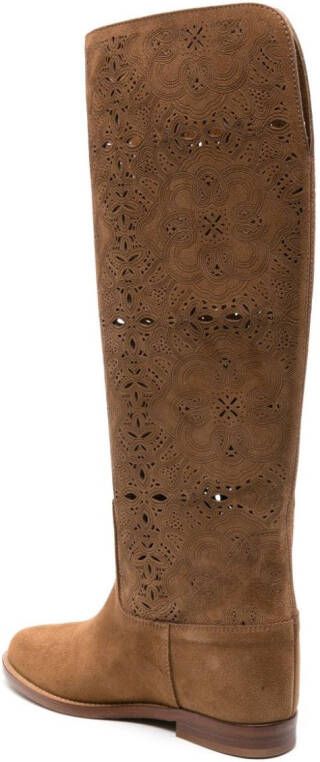 Via Roma 15 openwork suede boots Brown