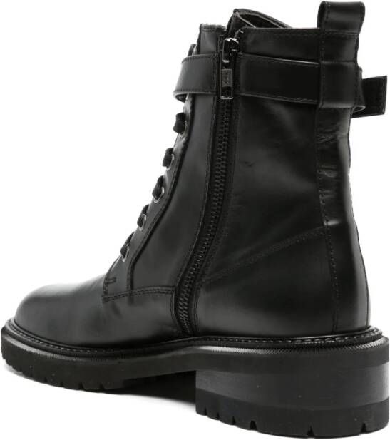 Via Roma 15 padlock-detail military boots Black