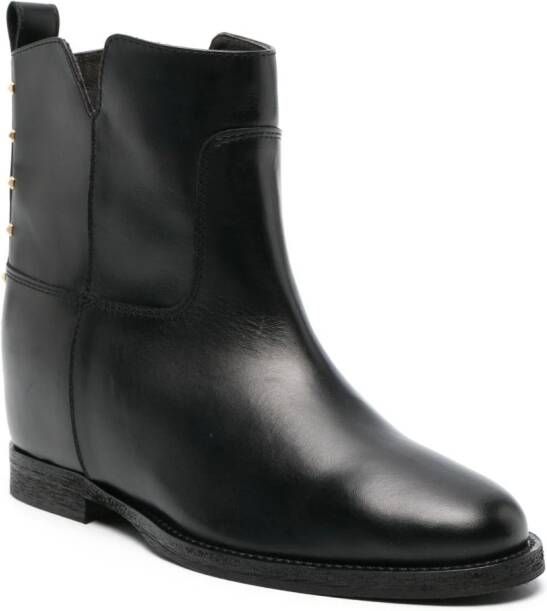 Via Roma 15 Rockstud-detailing leather ankle boots Black